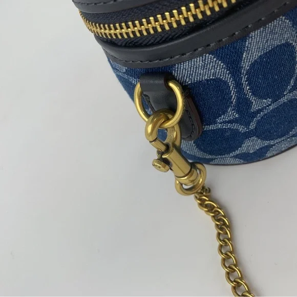 COACH Blue Denim Signature Mini Vanity Crossbody - Picture 6 of 8